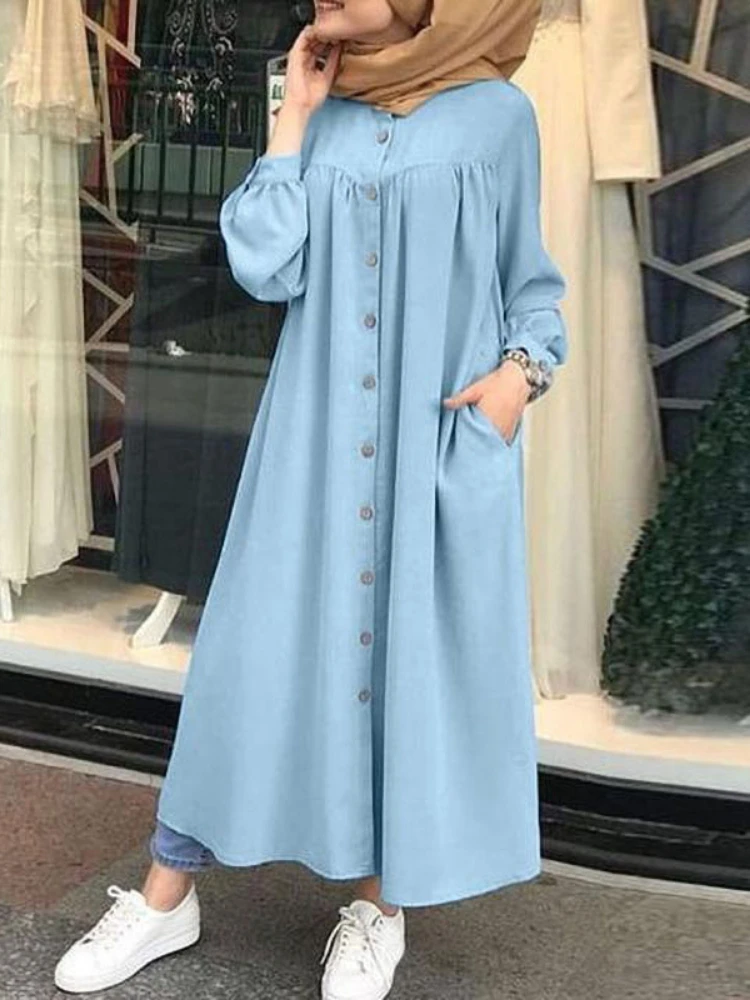 5XL-Muslim-Dress-Women-hijab-Shirt-Long-Sleeve-Maxi-Vestidos-Female-Button-Robe-femme-musulman-High-2