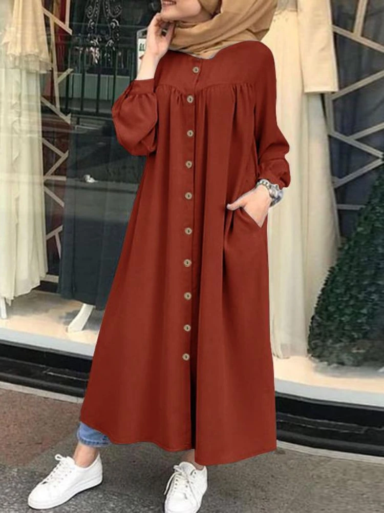 5XL-Muslim-Dress-Women-hijab-Shirt-Long-Sleeve-Maxi-Vestidos-Female-Button-Robe-femme-musulman-High-3