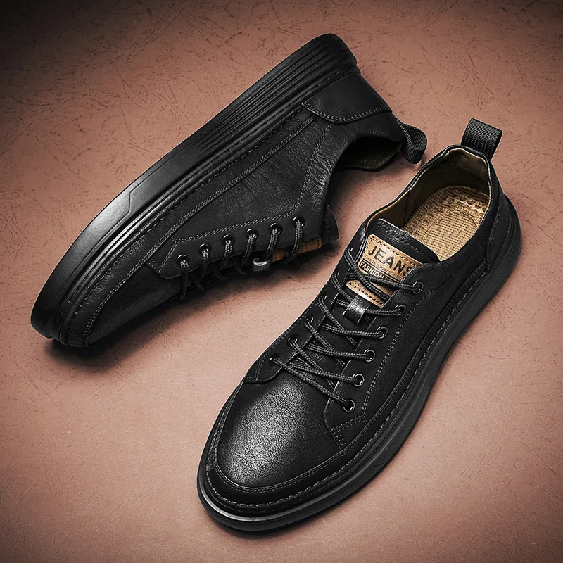 Men-Leather-Casual-Shoes-Fashion-Leather-Flat-Shoes-Sneakers-Pure-Black-Warm-Thick-Sole-Soft-Wear-2