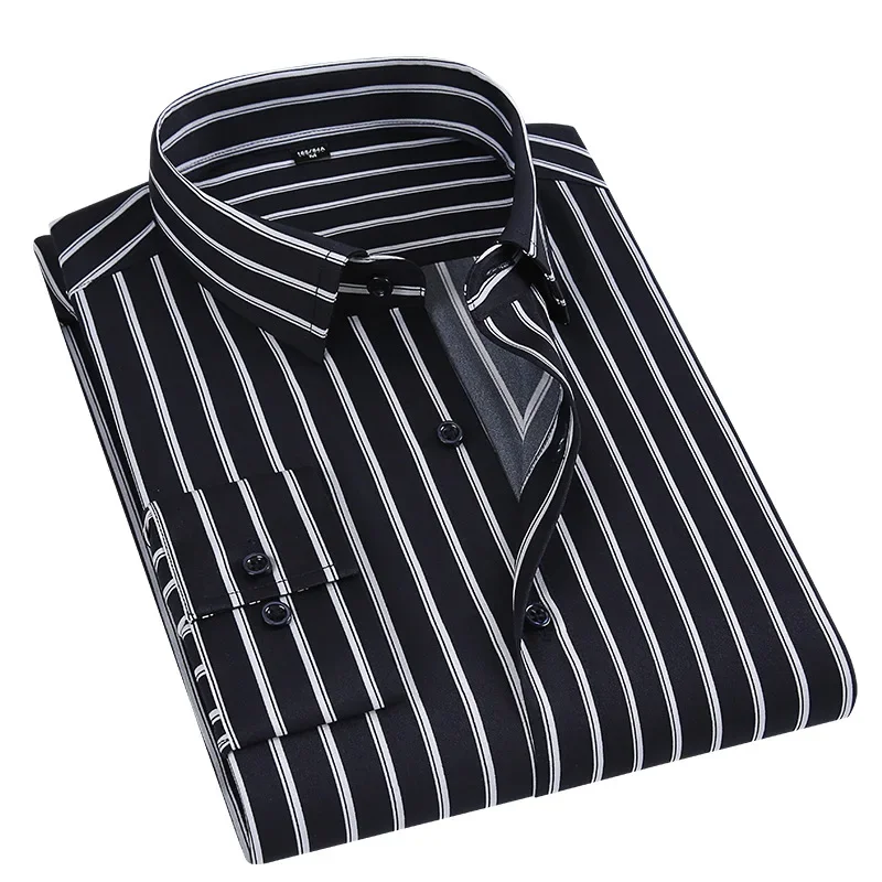 New-Good-Quality-Men-Dress-Shirt-Long-Sleeve-Striped-Business-Office-Casual-Shirt-Slim-Fit-Streetwear-4
