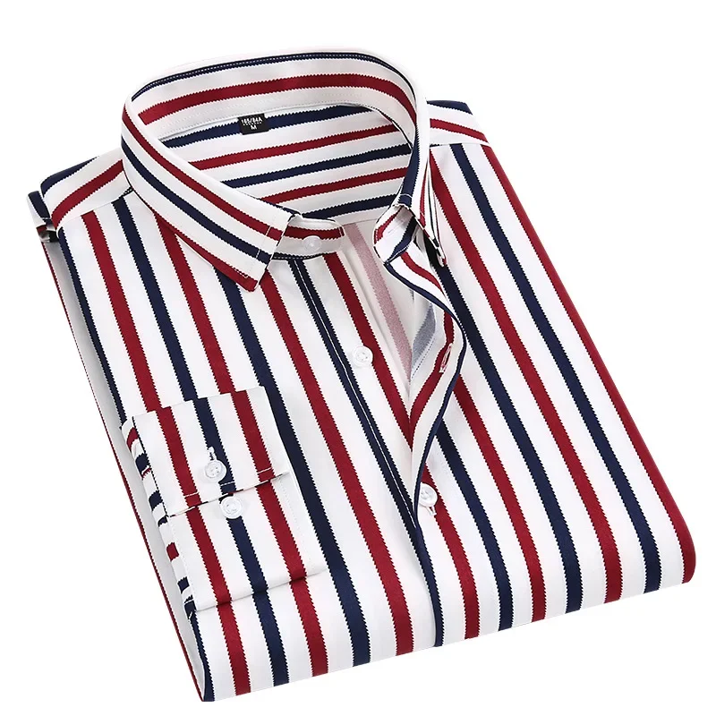 New-Good-Quality-Men-Dress-Shirt-Long-Sleeve-Striped-Business-Office-Casual-Shirt-Slim-Fit-Streetwear