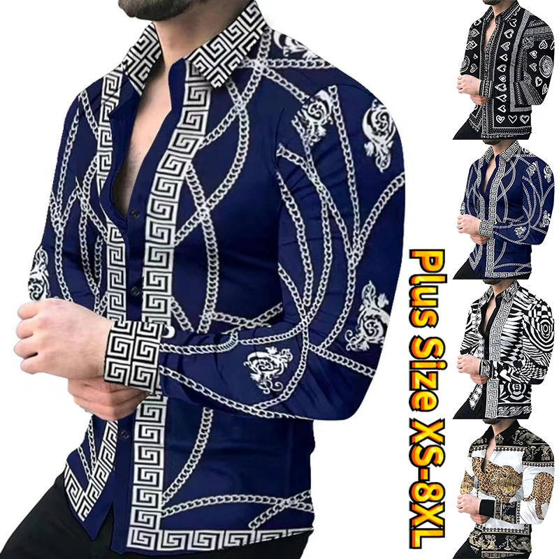 New-Retro-Men-s-Shirts-Casual-Shirts-Light-Luxury-Pattern-Printing-Long-Sleeved-Tops-Men-s