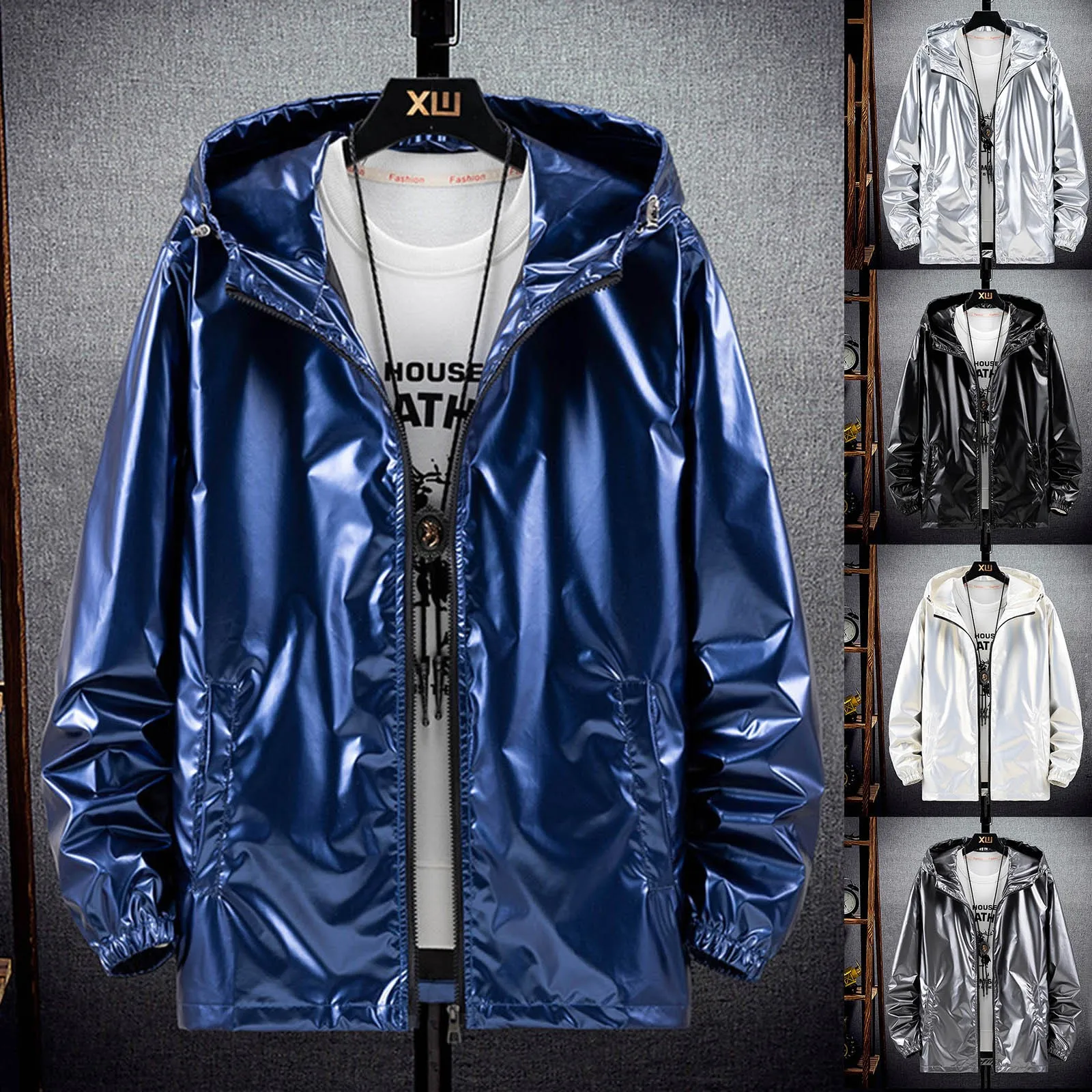 with-Hood-Windbreak-Winter-Overcoat-Mens-Fashionable-Bright-Face-Pocket-Cardigan-Zipper-Thin-Coat-Jacket-Cool