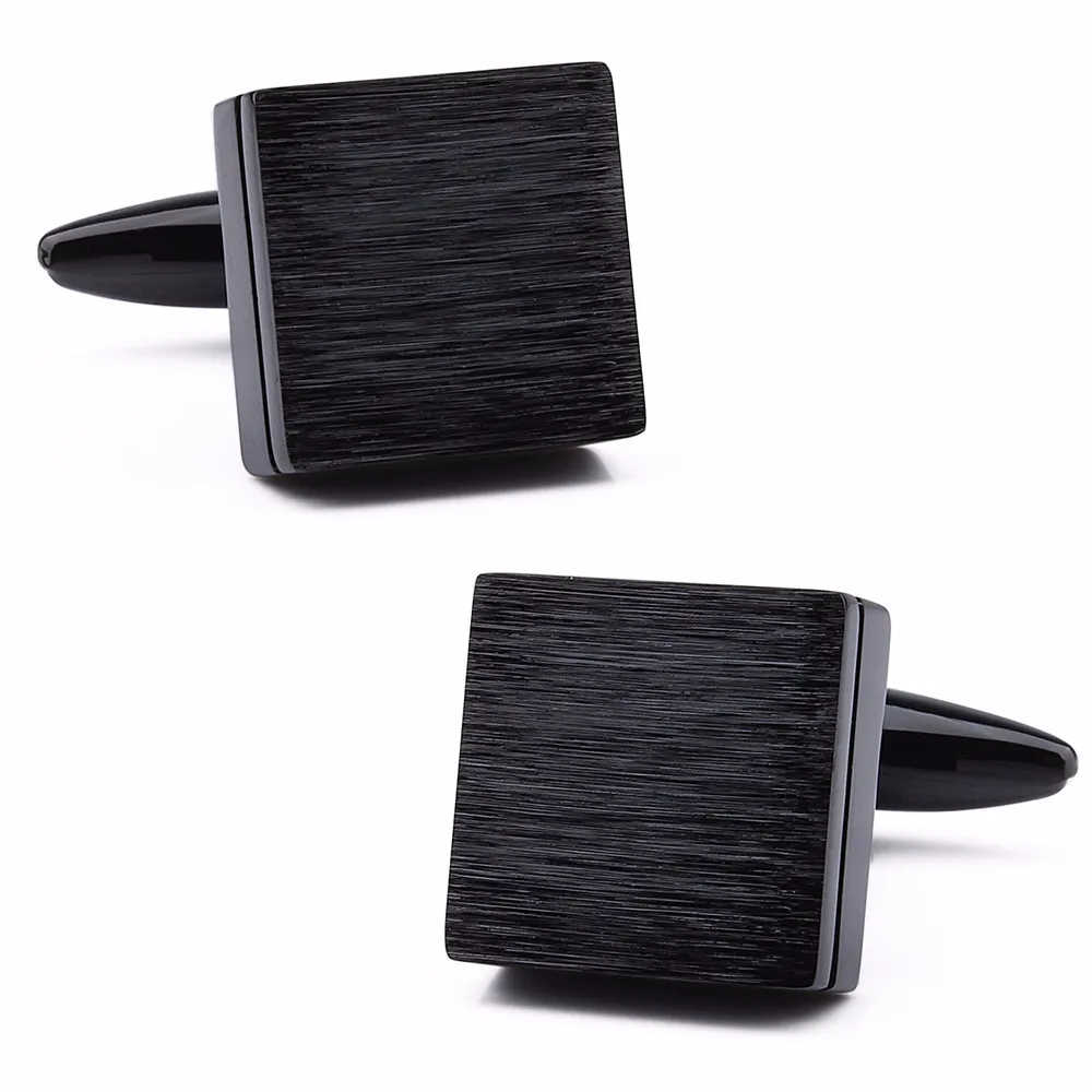 Men-s-Metal-Wire-drawing-Cufflinks-Quality-Brass-Material-Gunblack-Color-Fashion-Square-Cuff-Links-Wholesale